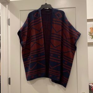 Atmosphere Maroon and Navy Poncho